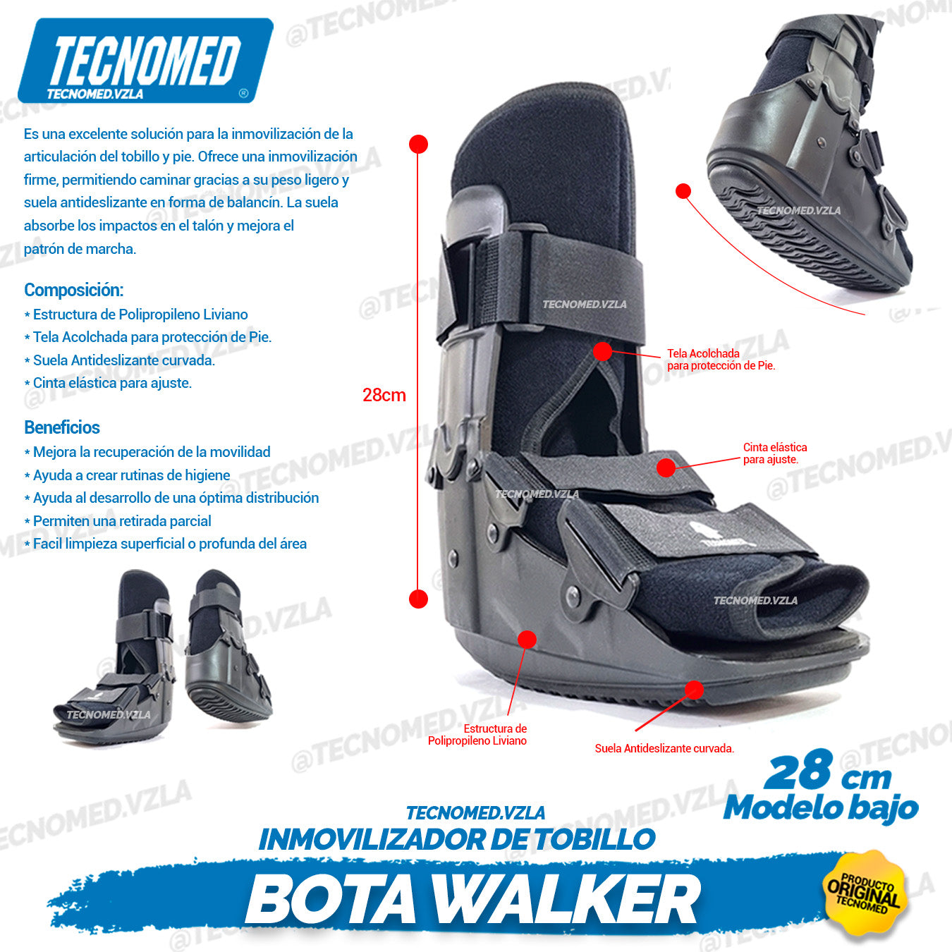 BOTA WALKER CORTA 28 cm INMOVILIZADOR DE TOBILLO