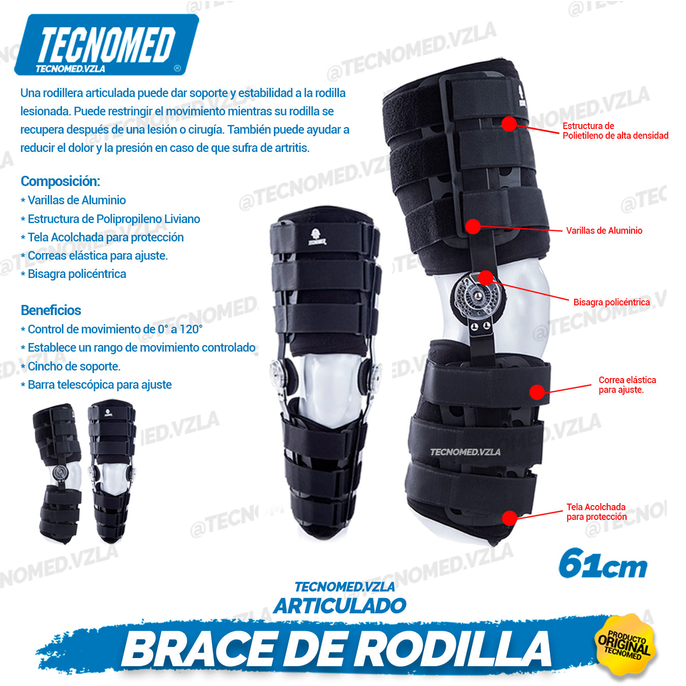 BRACE DE RODILLA ARTICULADO LARGO 61cm