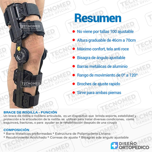 BRACE DE RODILLA - RODILLERA ARTICULADA AJUSTABLE