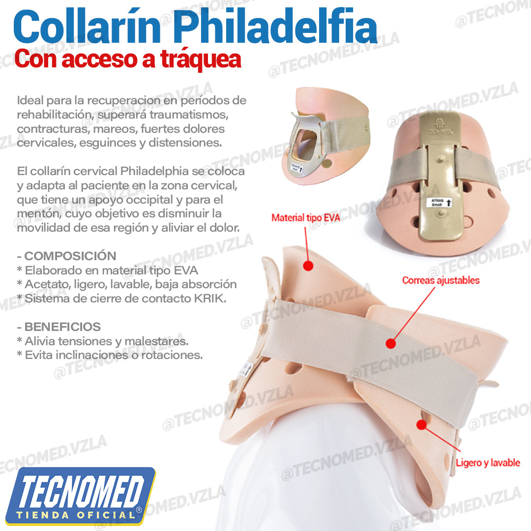 Collarín cervical ortopédico Tecnomed para soporte y estabilización de cuello y cervicales.