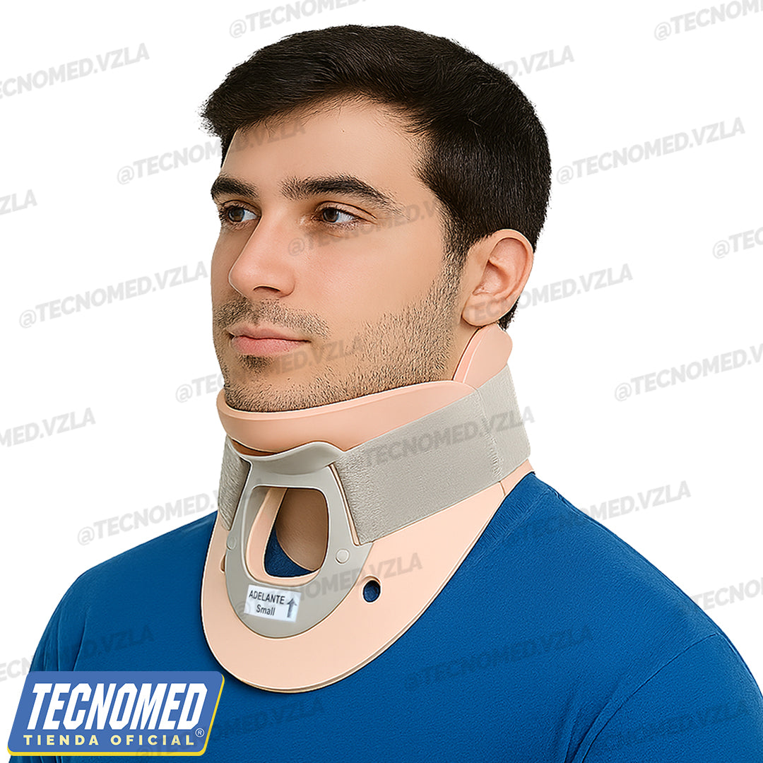 Collarín cervical ortopédico Tecnomed para soporte y estabilización de cuello y cervicales.