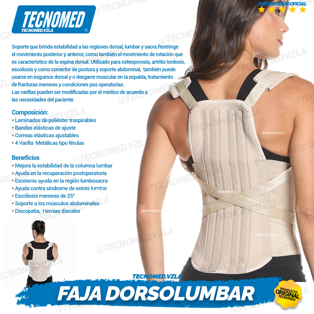 FAJA DORSOLUMBAR CORTA 43cm SOPORTE METALICO
