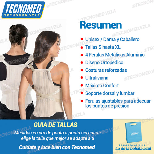 FAJA DORSOLUMBAR CON FÉRULAS METÁLICAS
