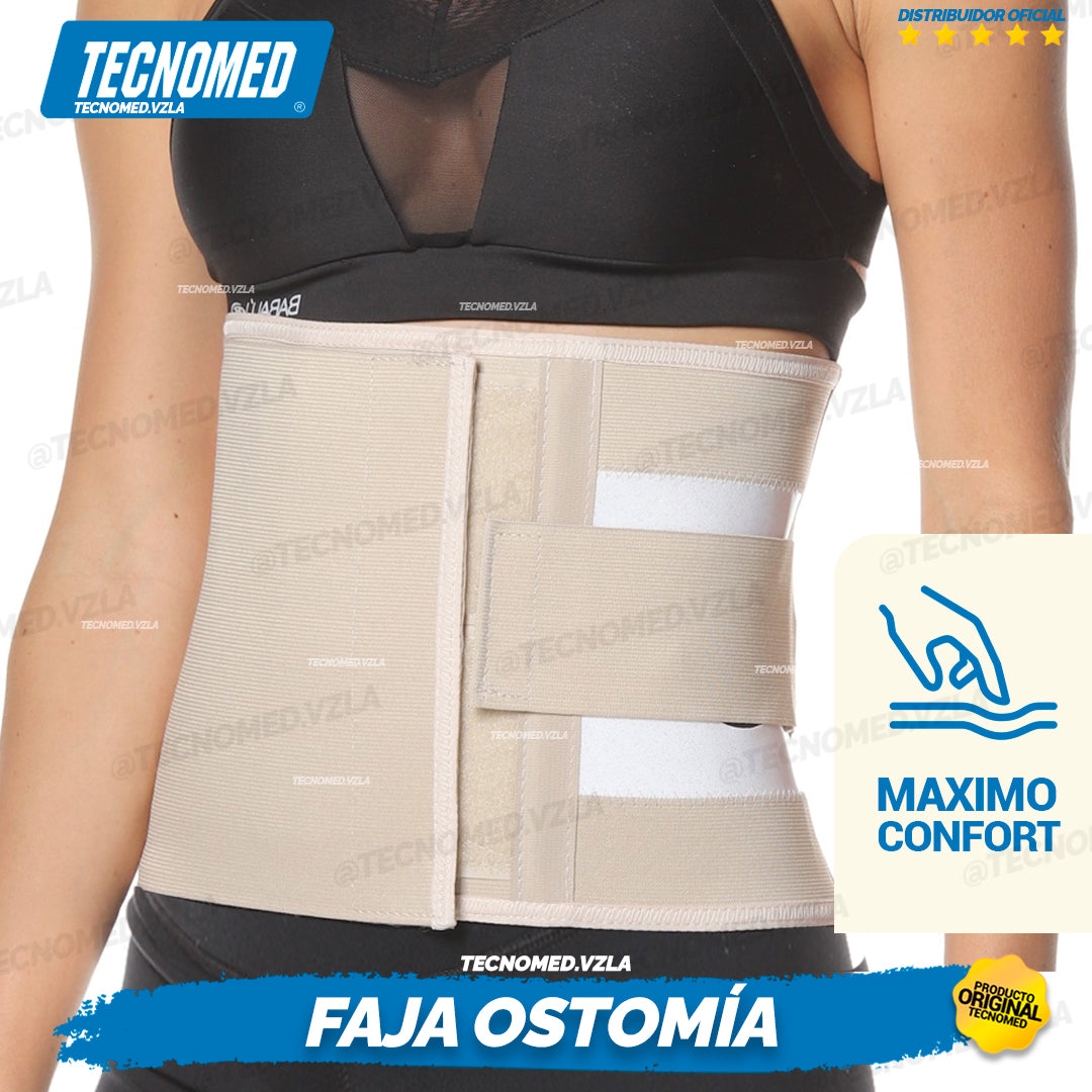 Faja ortopédica para ostomía y colostomía Tecnomed con soporte abdominal seguro y cómodo.