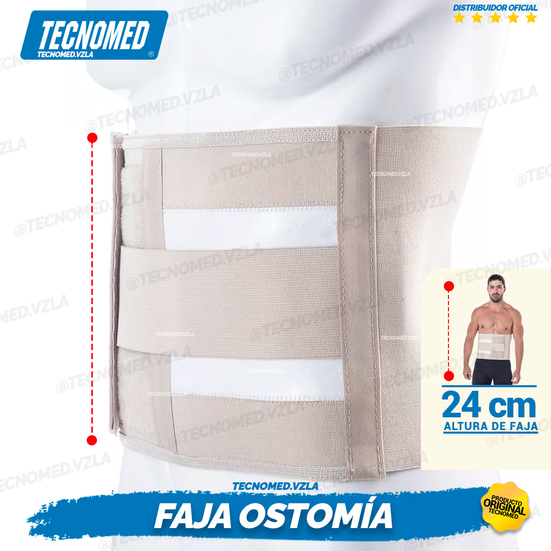 Faja ortopédica para ostomía y colostomía Tecnomed con soporte abdominal seguro y cómodo.