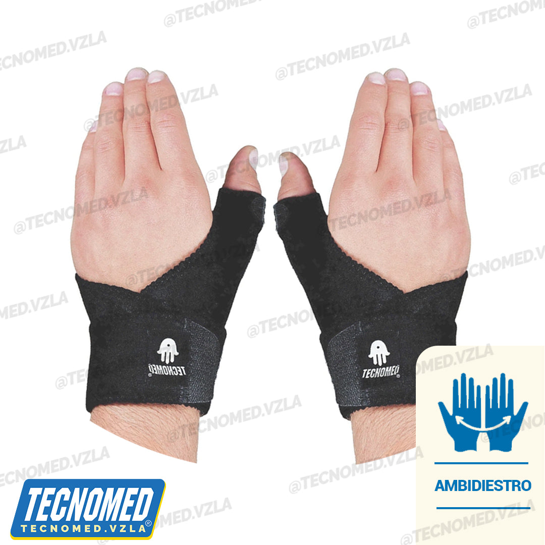 Férula inmovilizadora de pulgar Tecnomed con soporte para tendinitis y rizartrosis.