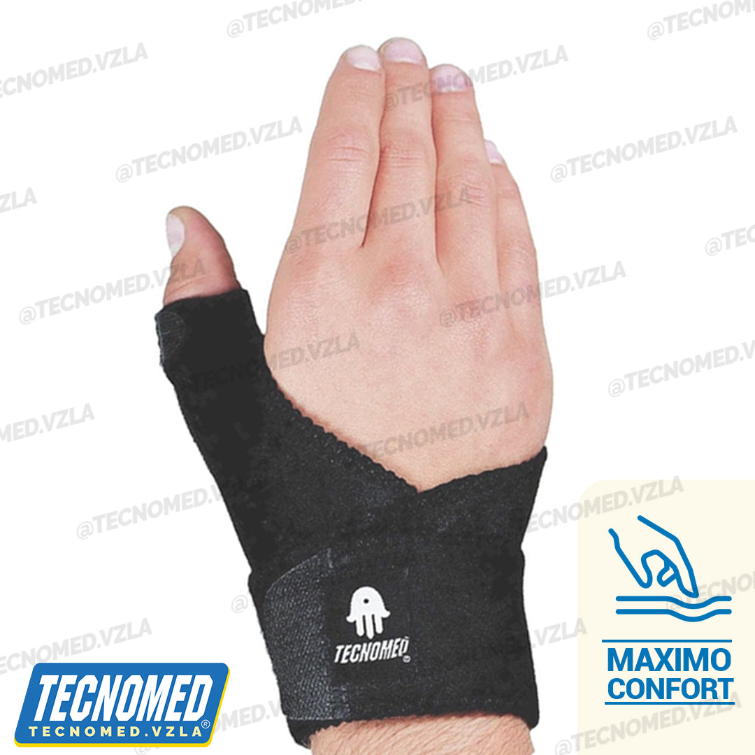 Férula inmovilizadora de pulgar Tecnomed con soporte para tendinitis y rizartrosis.