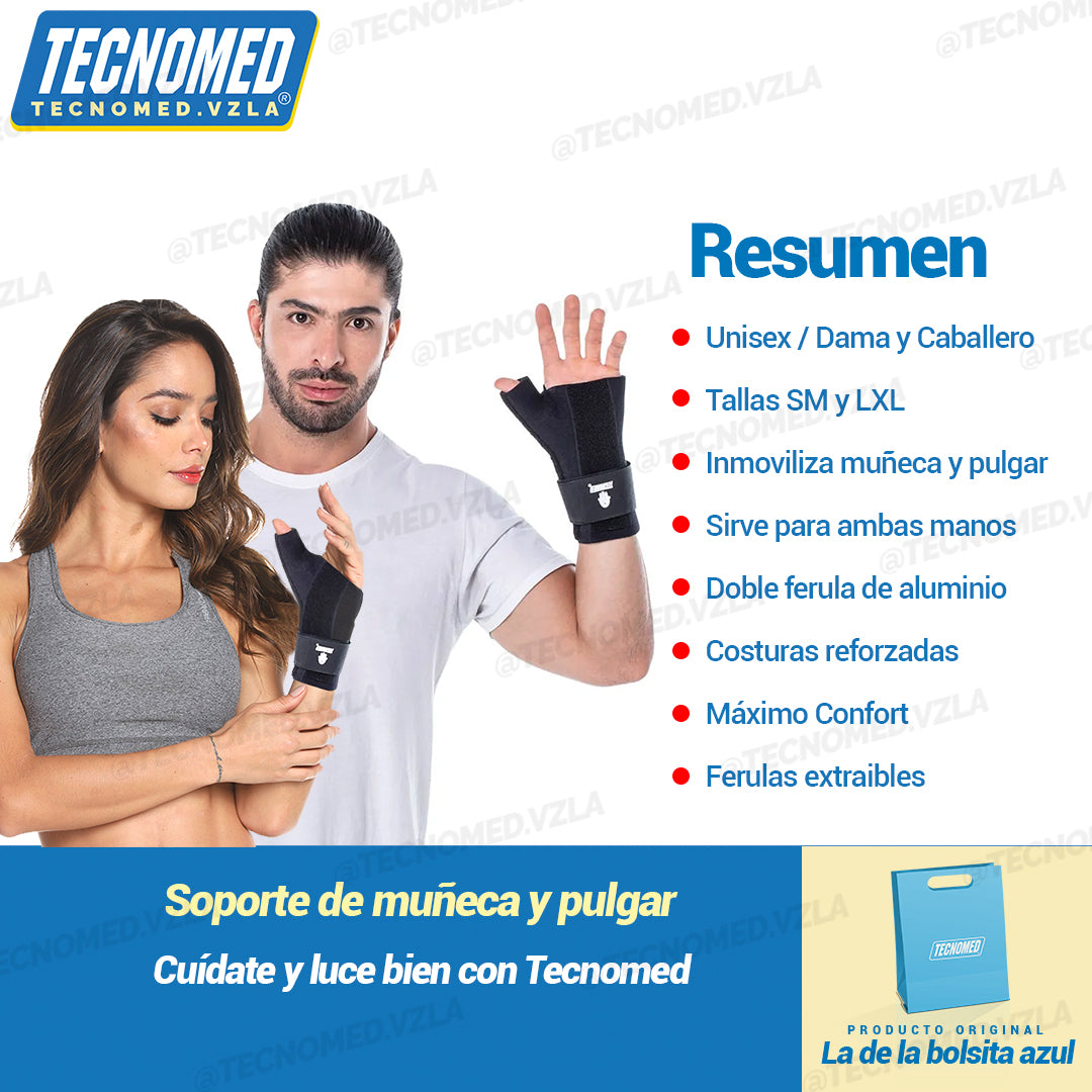 Muñequera ortopédica Tecnomed con férula soporte de pulgar
