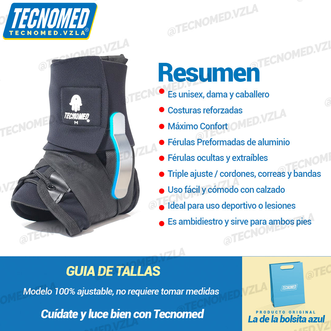 Tobillera con ferulas de aluminio soporte ortopédico y deportivo Tecnomed