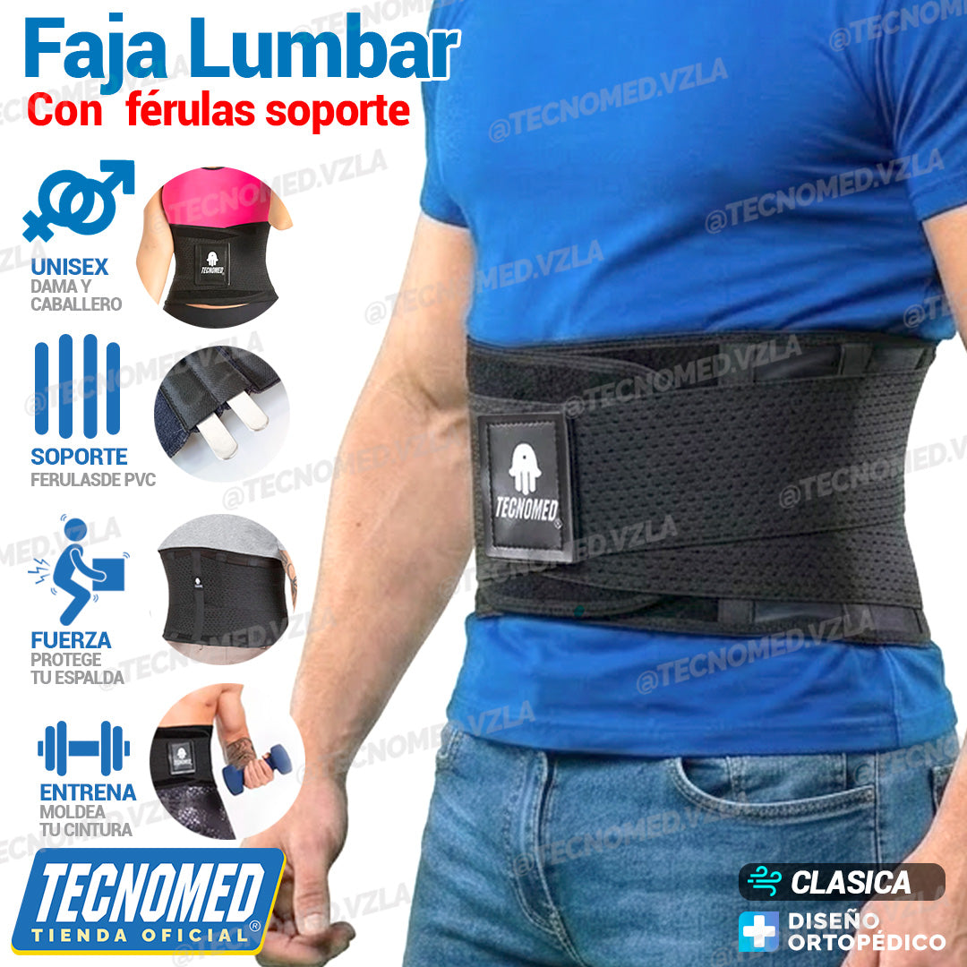 FAJA LUMBAR CON FERULAS SOPORTE - CLASICA