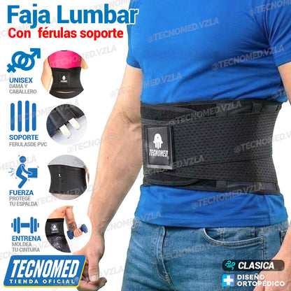 FAJA LUMBAR CON FERULAS SOPORTE - CLASICA