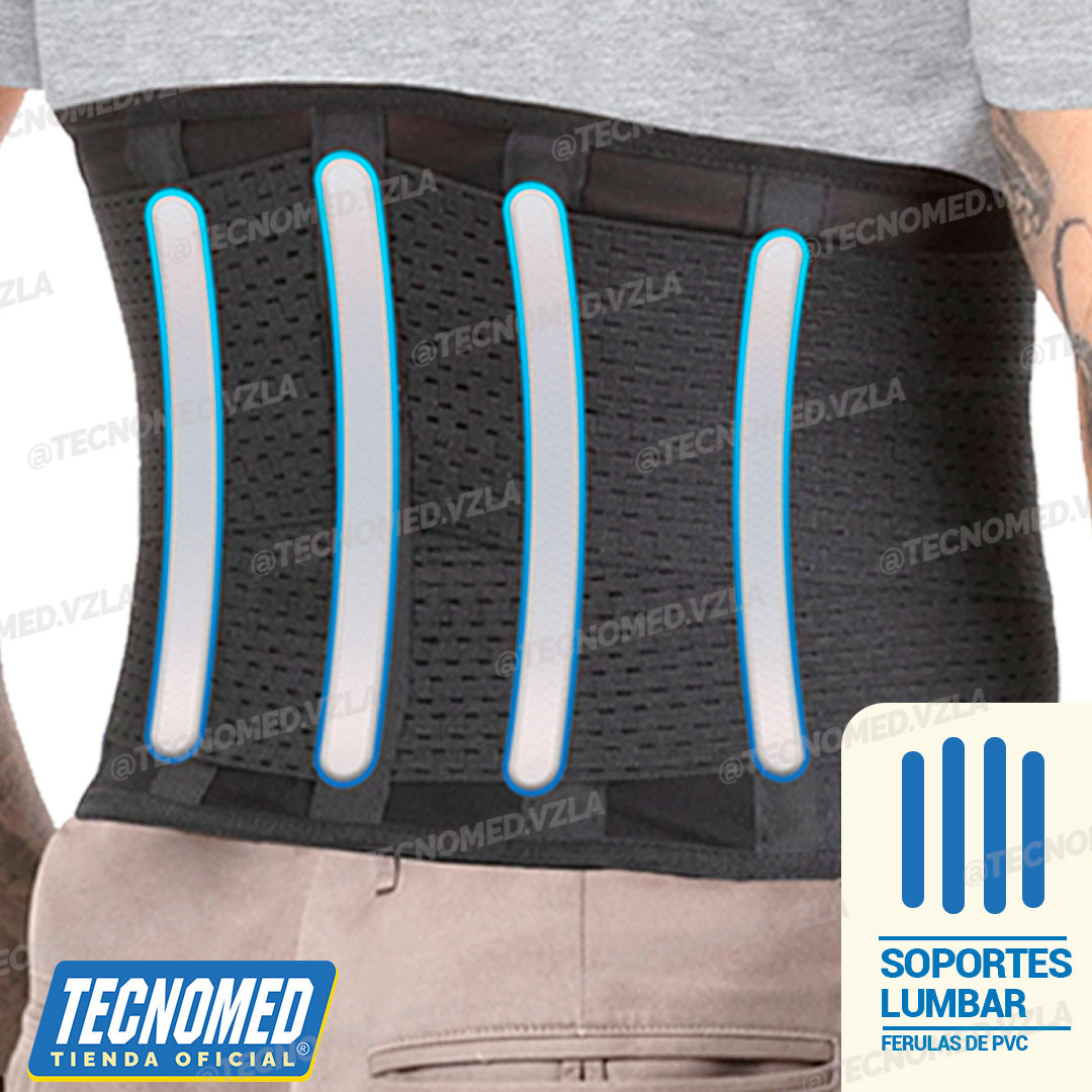 FAJA LUMBAR CON FERULAS SOPORTE - NEOPRENO