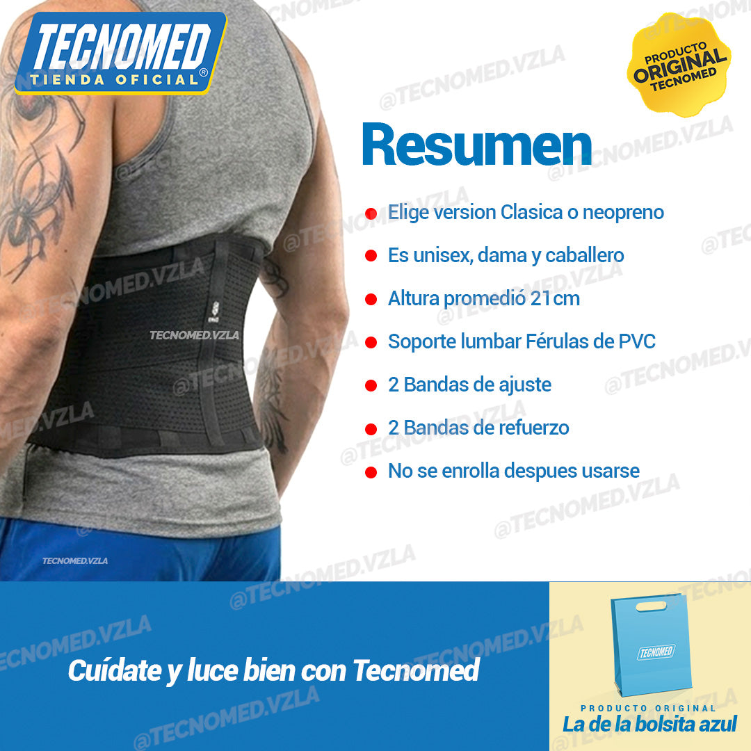 FAJA LUMBAR CON FERULAS SOPORTE - NEOPRENO