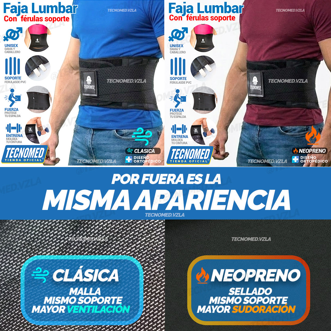 FAJA LUMBAR CON FERULAS SOPORTE - NEOPRENO