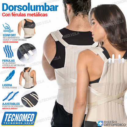 FAJA DORSOLUMBAR CON FÉRULAS METÁLICAS