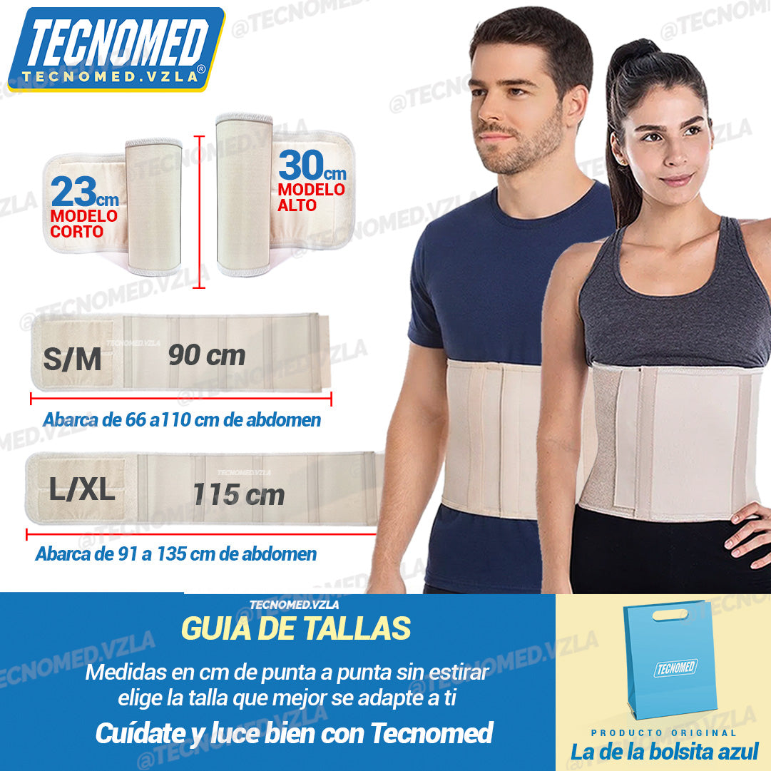 Faja abdominal ortopédica elástica Tecnomed de compresión para soporte postoperatorio.
