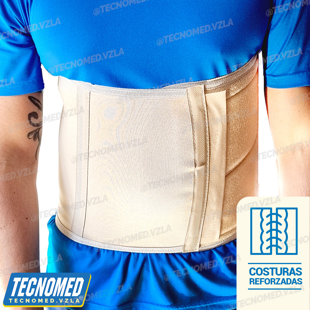 Faja abdominal ortopédica elástica Tecnomed de compresión para soporte postoperatorio.