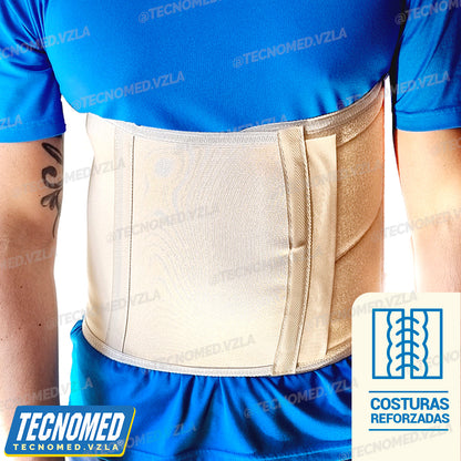 Faja abdominal ortopédica elástica Tecnomed de compresión para soporte postoperatorio.