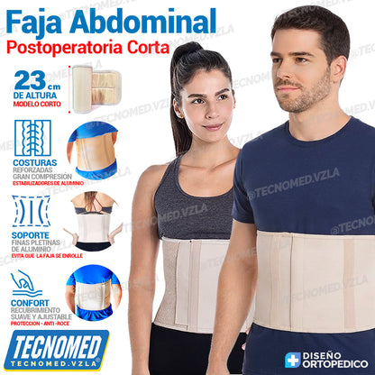 Faja abdominal ortopédica elástica Tecnomed de compresión para soporte postoperatorio.