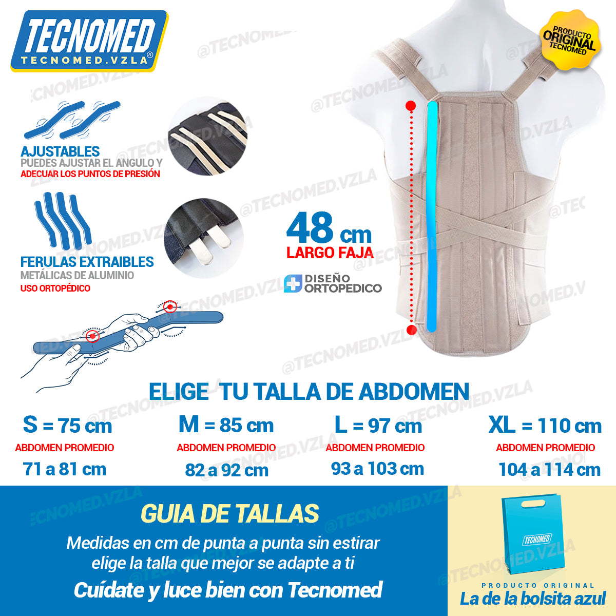 FAJA DORSOLUMBAR CON FÉRULAS METÁLICAS