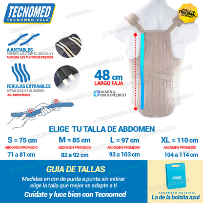 FAJA DORSOLUMBAR CON FÉRULAS METÁLICAS